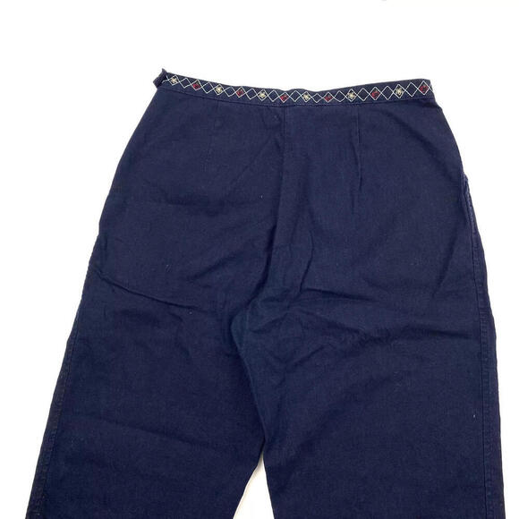 Christopher & Bank Capri Side zip Embroidered Women' size 10 Linen Navy Pants - Picture 4 of 4